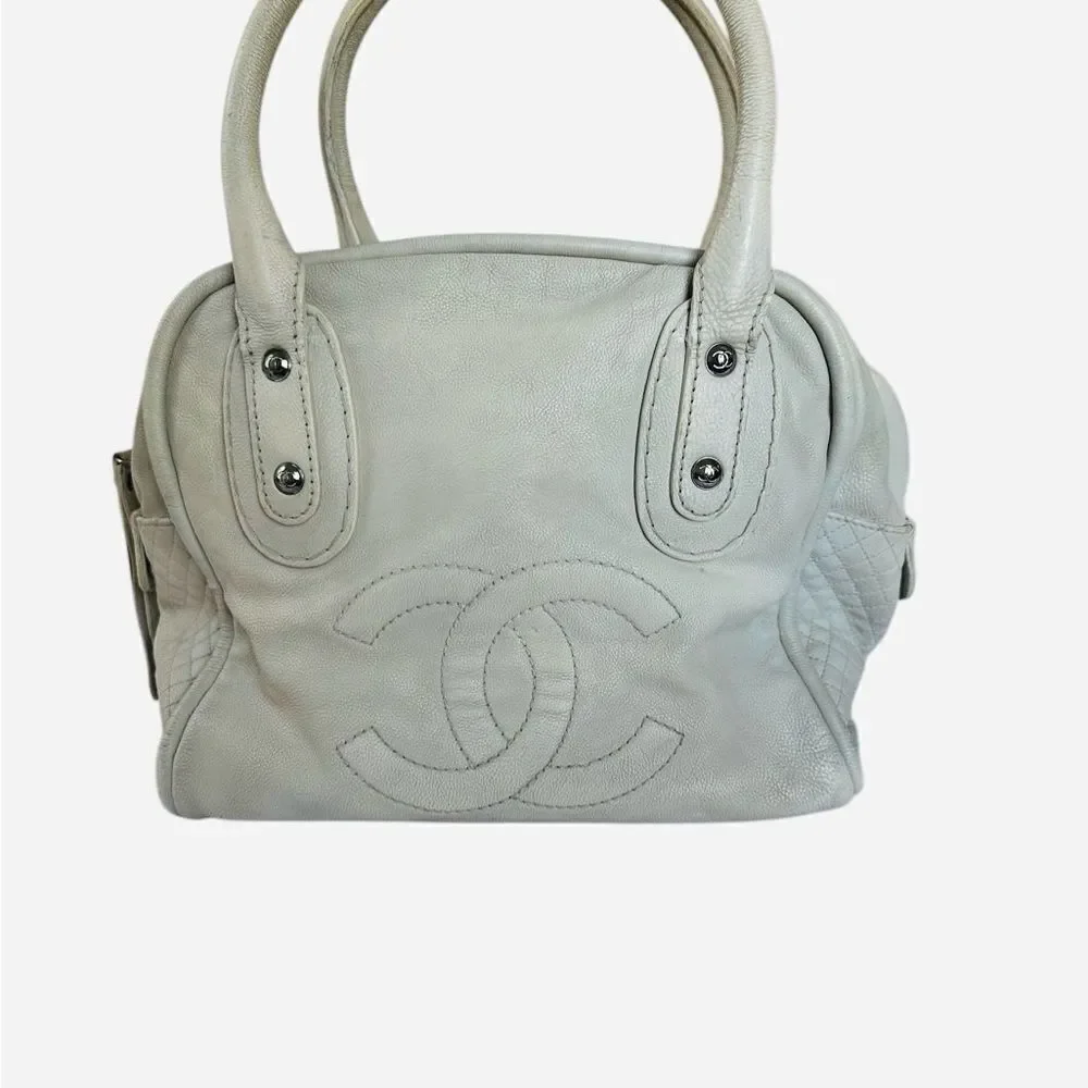 Chanel White Satchel with Iconic CC Logo